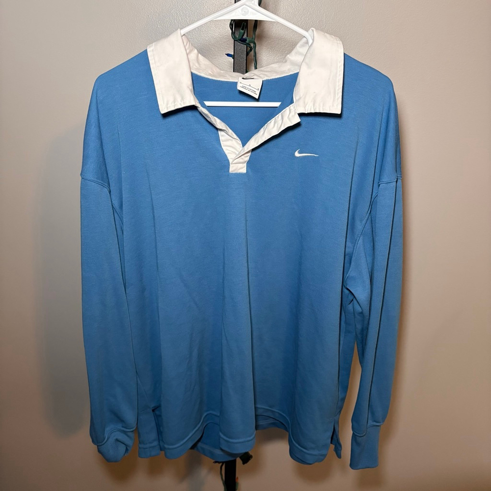 Women’s Nike Blue & White Long Sleeve Polo Shirt‎ M